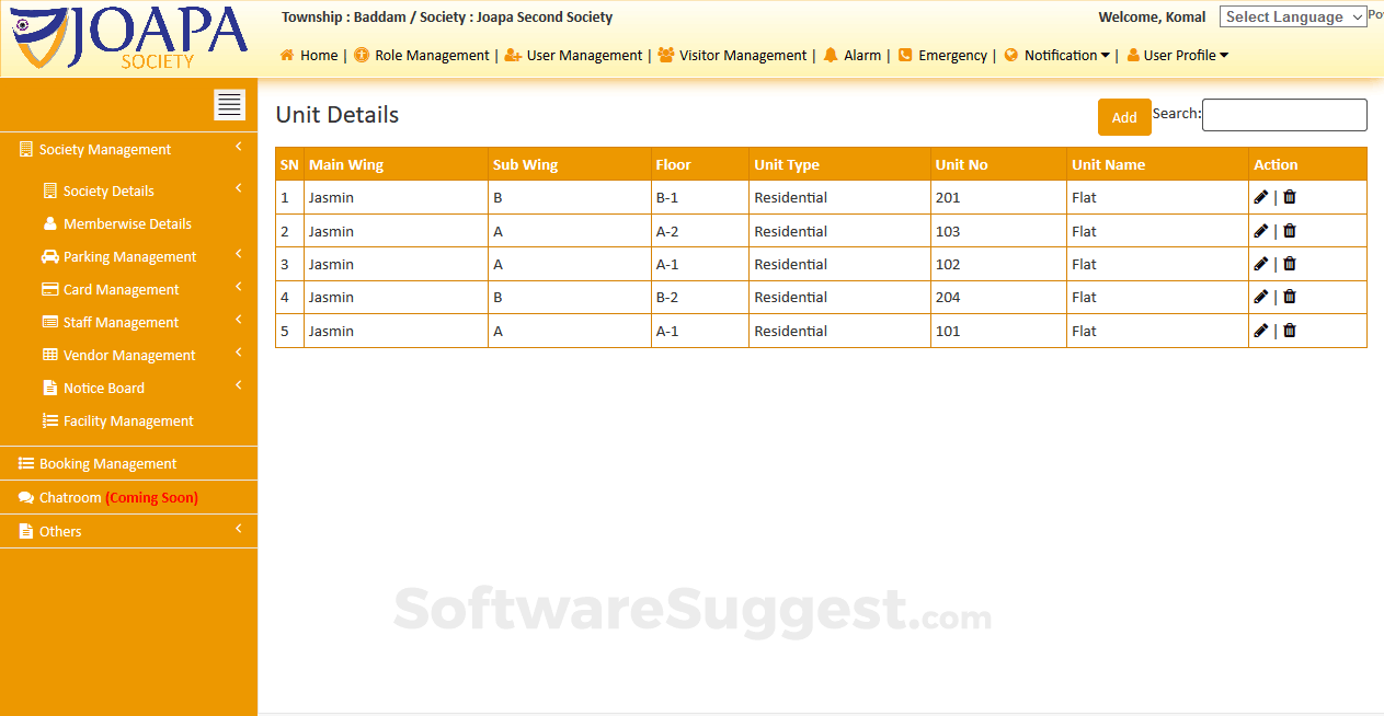 Joapa Vigil Society Management Screenshot1